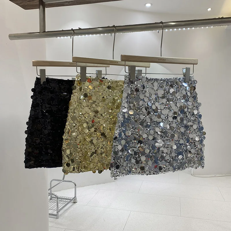 

Fashionable Sequined Summer Skirt for Women Casual High Waist Bodycon Skirts Vintage New Harajuku Faldas Mujer Moda 2025