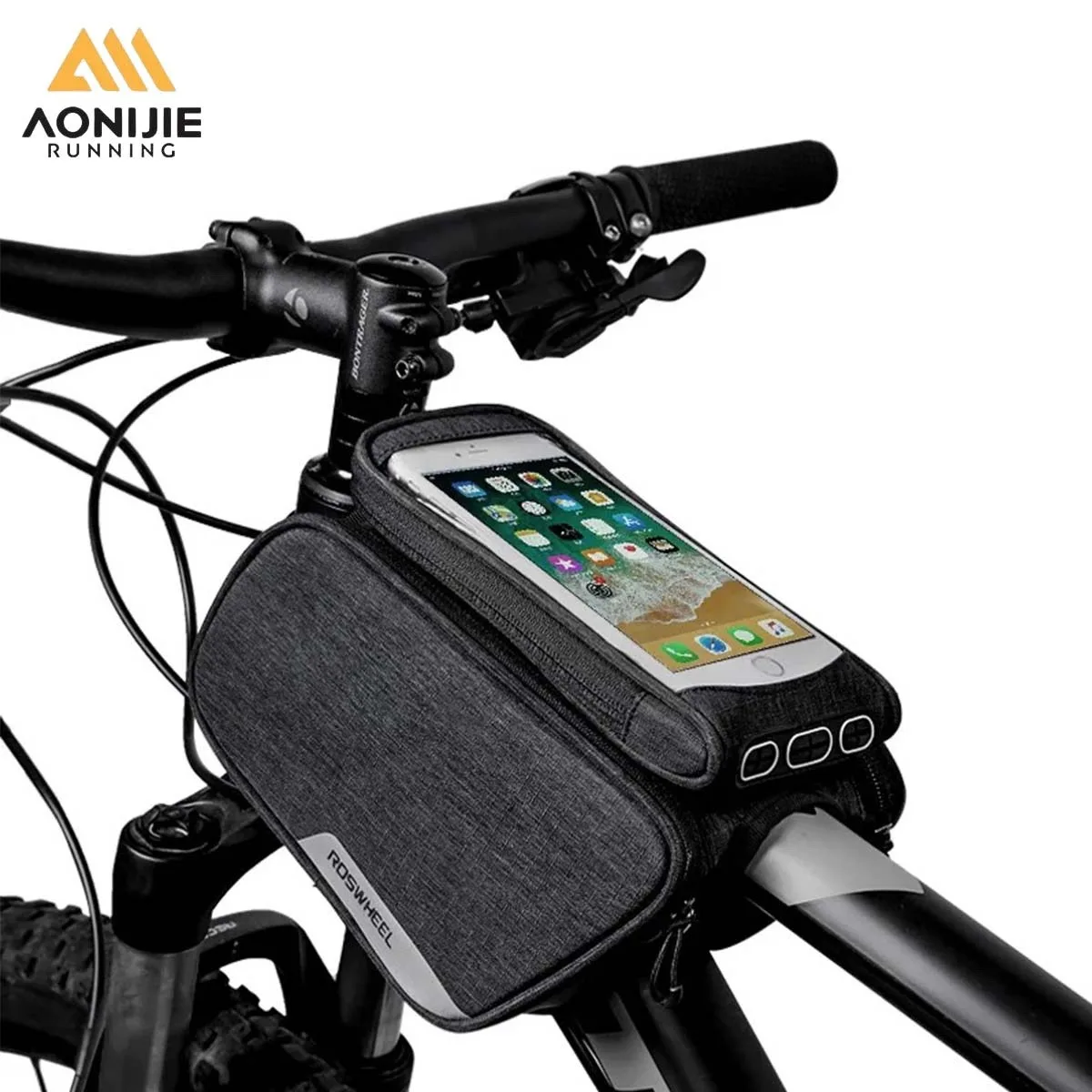 

ROSWHEEL 121462 1.5L Bike Bicycle 3 in 1 Front Frame Bag Smart Phone Pack Trunk Rack Bag Triangle Pannier