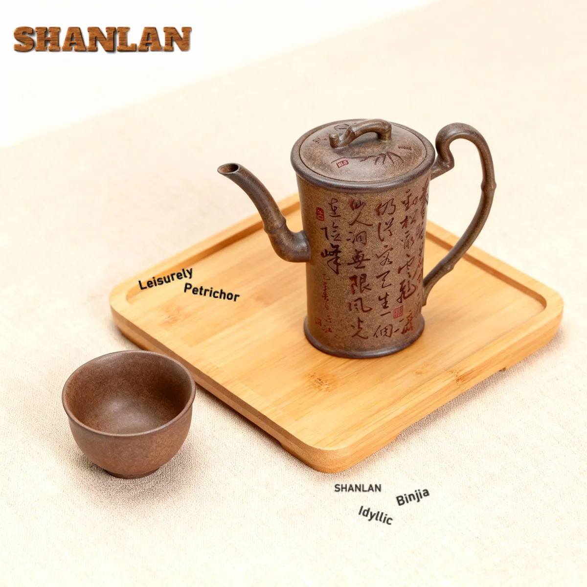 

200ml Elegant Yixing Purple Clay Teapots Handmade High Bamboo Knot Pot Raw Ore Agarwood Rouge Section Mud Kettle Zisha Tea Set