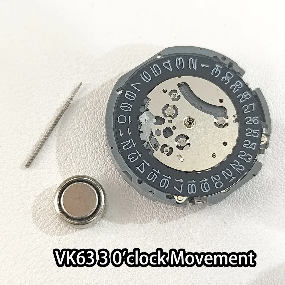 For VK63 High Accuracy Quartz Chronograph Movement Date At 3/6 O'clock White/Black Windows Multifunctional Men‘s Watch Movements