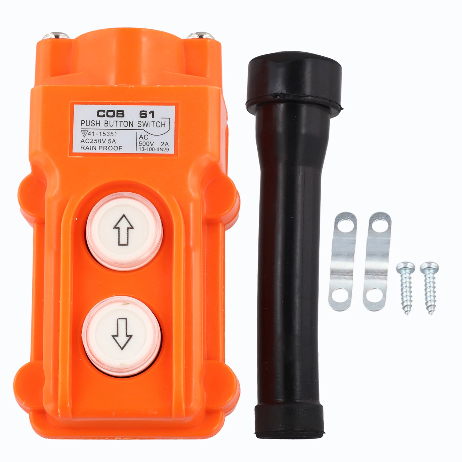 2Way Hoist Crane Pendant Push Button Switch Rainproof COB-61 Orange Hoist Pendant Switch Up-Down Heavy Duty Rain Proof Button