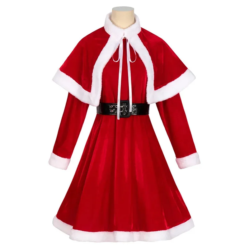 2023 yiyi Weihnachten Erwachsene Frauen Cosplay Cape Schals Santa Kostüm Rot Samt Nette Weihnachten Neue Jahr Party Kleid Weihnachten