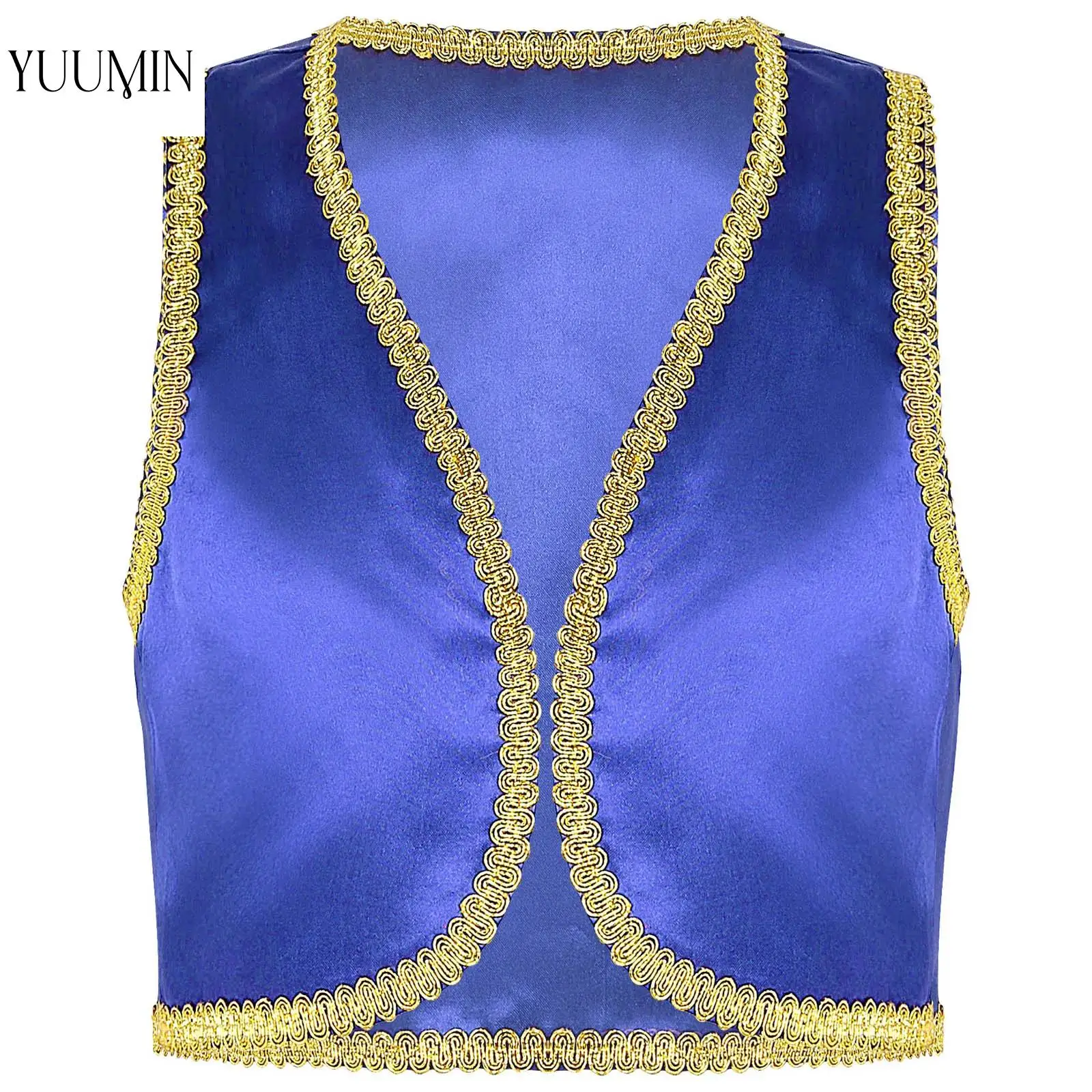 Boys Genies Vest Costume for Arabian Prince Cosplay Dress Up for kids Fancy Party Halloween Kids Fairytale Waistcoat Costumes