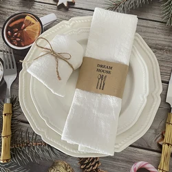 Rustic Cotton Linen Napkins Bulk Set of 2 30X45cm Dinner Cloth Napkin for Christmas Table Decoration Wedding Party Hotel Banquet