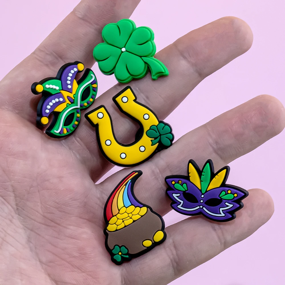 1pcs Saint Patrick Day Shoe Charms Four-Leaf Clover Shoe Decoration for Women Men Party Gift Buckle Clog Accessories Cactus