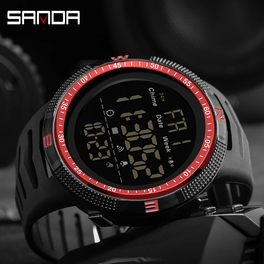 SANDA-Reloj de pulsera Digital luminoso para hombre, cronógrafo multifuncional de marca superior a la moda, resistente al agua, para deportes al