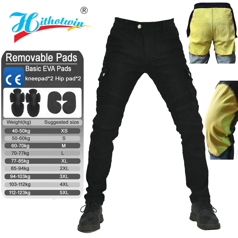 Kevlar motorjeans voor heren Versterkte, slijtvaste beschermende rijuitrusting Motorcrossbroek voor lente en herfst