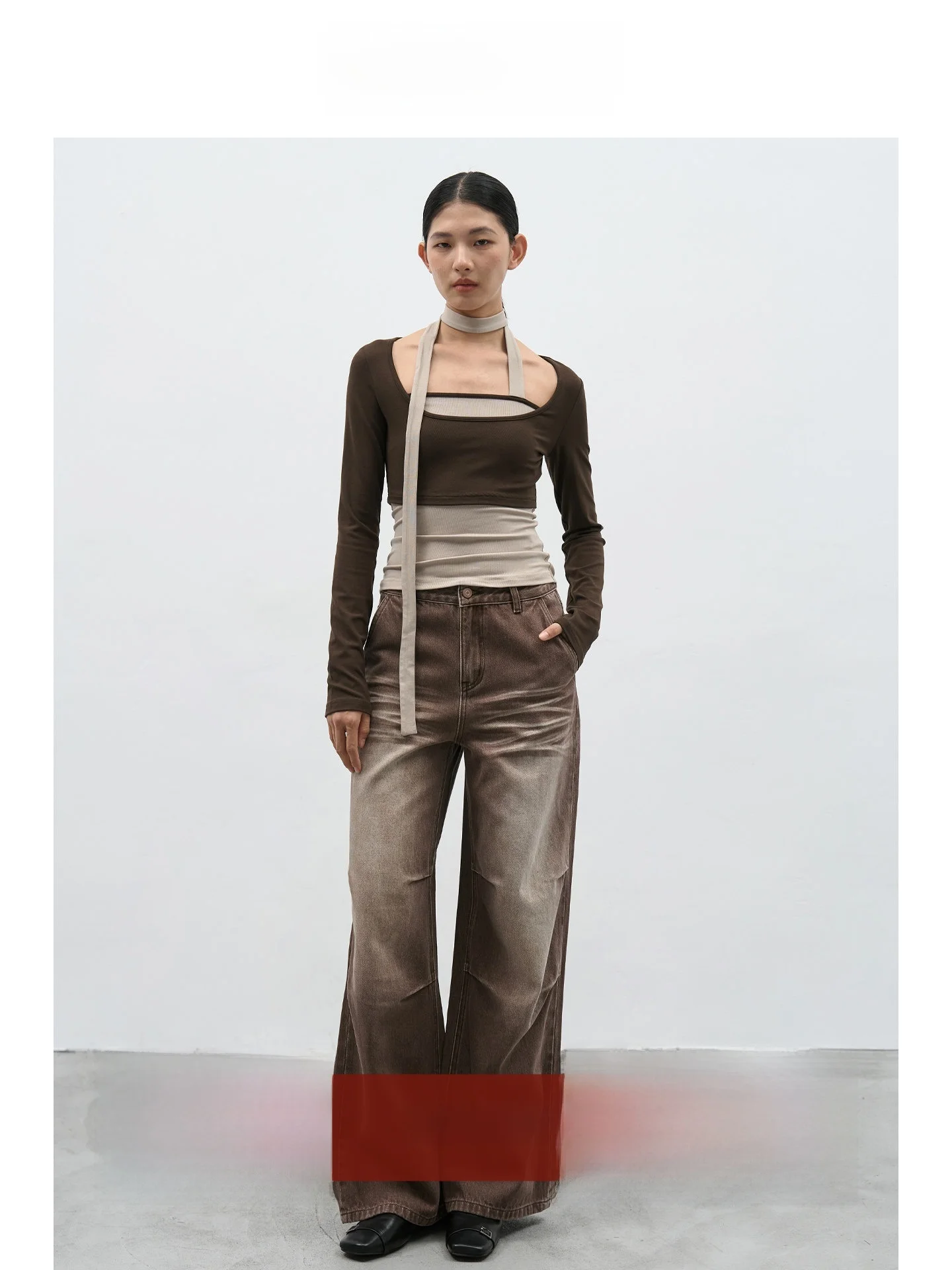 

Джинсы EIGHTHMONTH с широкими штанинами, женские, свободного кроя, визуально стройнящие, винтажные, цвета кофе, с высокой талией, прямые, длинные брюки, осень-зима