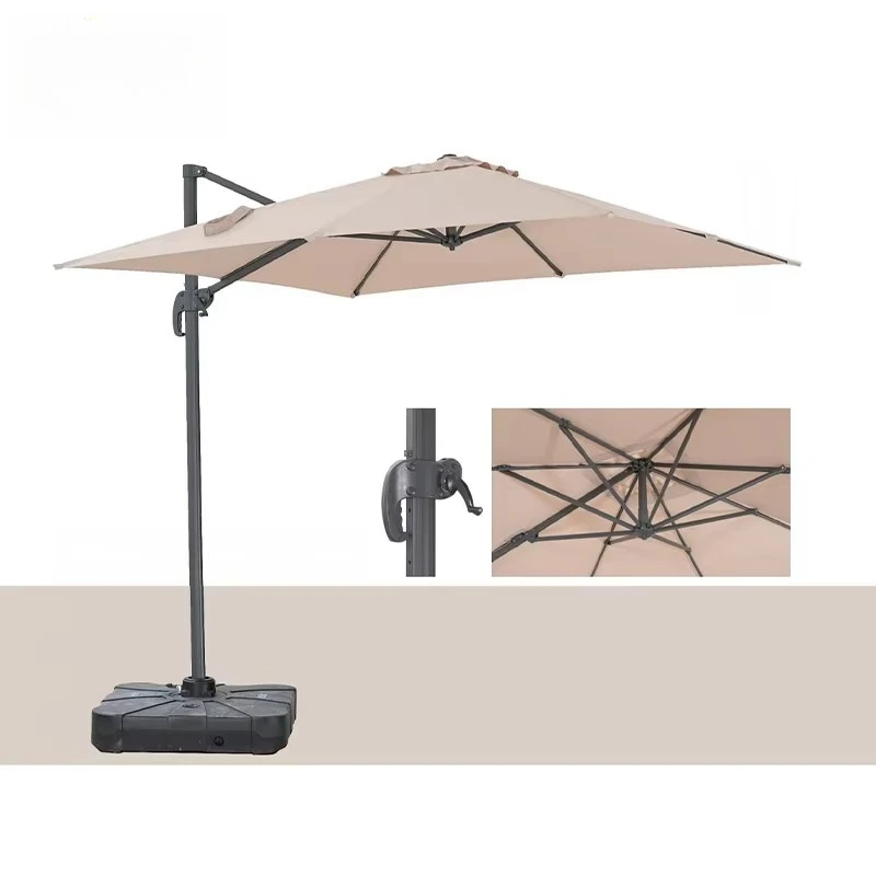 

Cantilever Umbrella Solar Sun Umbrella & Base Light Emitting Diode Parasol Garden Outdoor Furniture