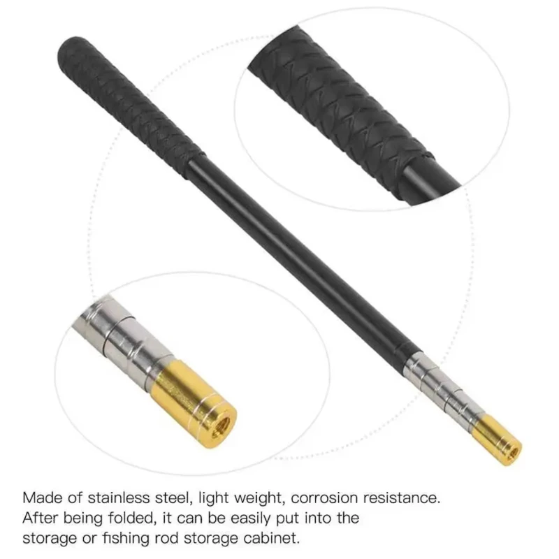 1.5m Telescoping Fishing Net Pole Stainless Steel 5 Sections Extendable Rod 8mm Net Head for Stream Cage