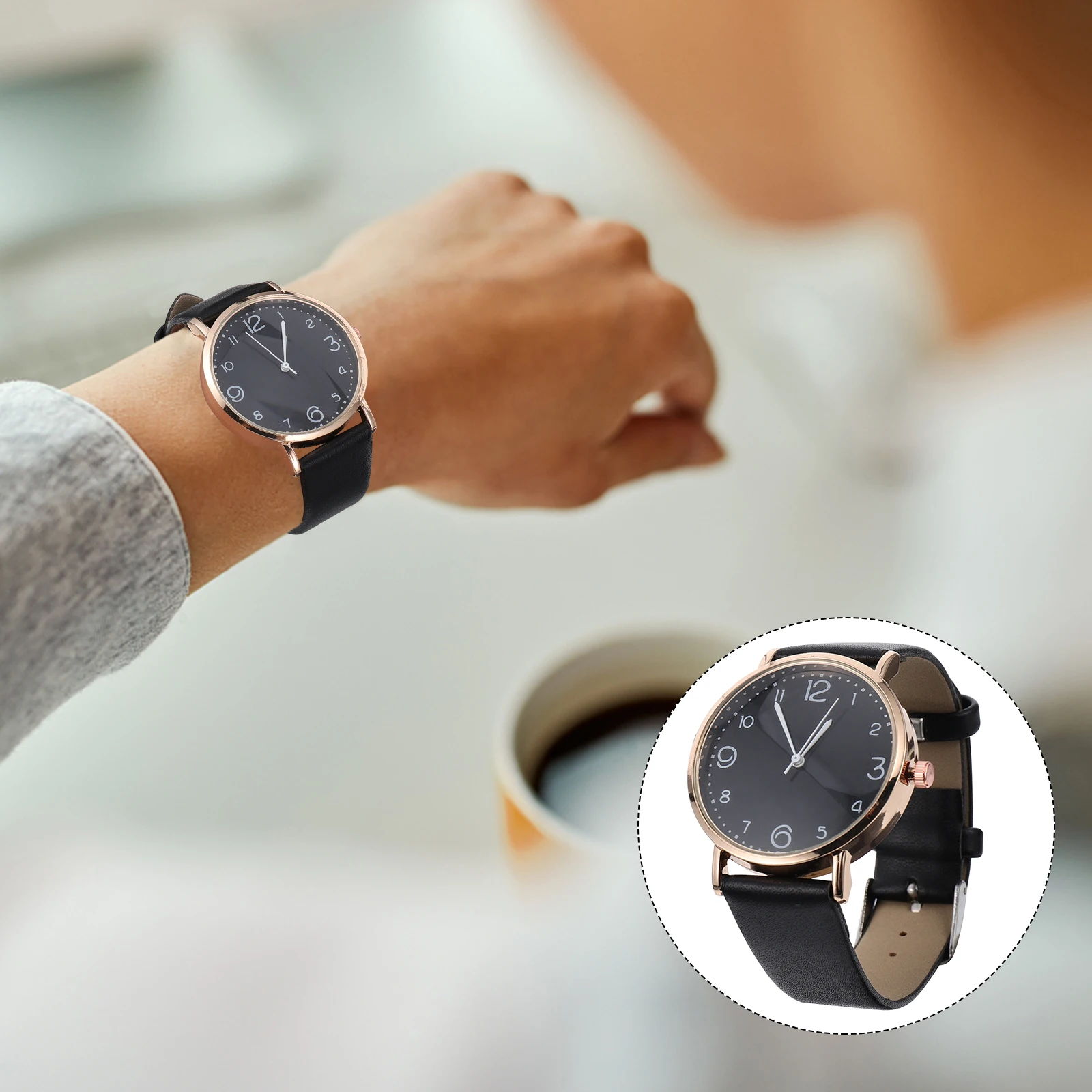 

Elegant Women's Quartz Watch Adjustable Faux Strap Black Fashionable Lady Wristwatch for Party School Daily Wear Gift
