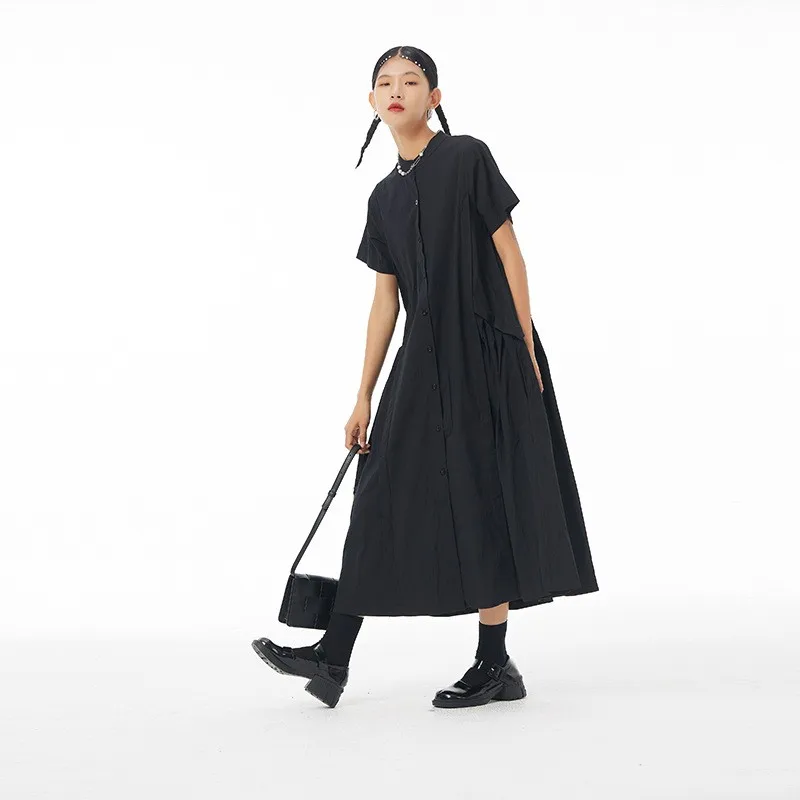 2025 Spring/Summer New Collection Korean version of the new women's loose thin cotton linen dress casual swing skirt 5323-1