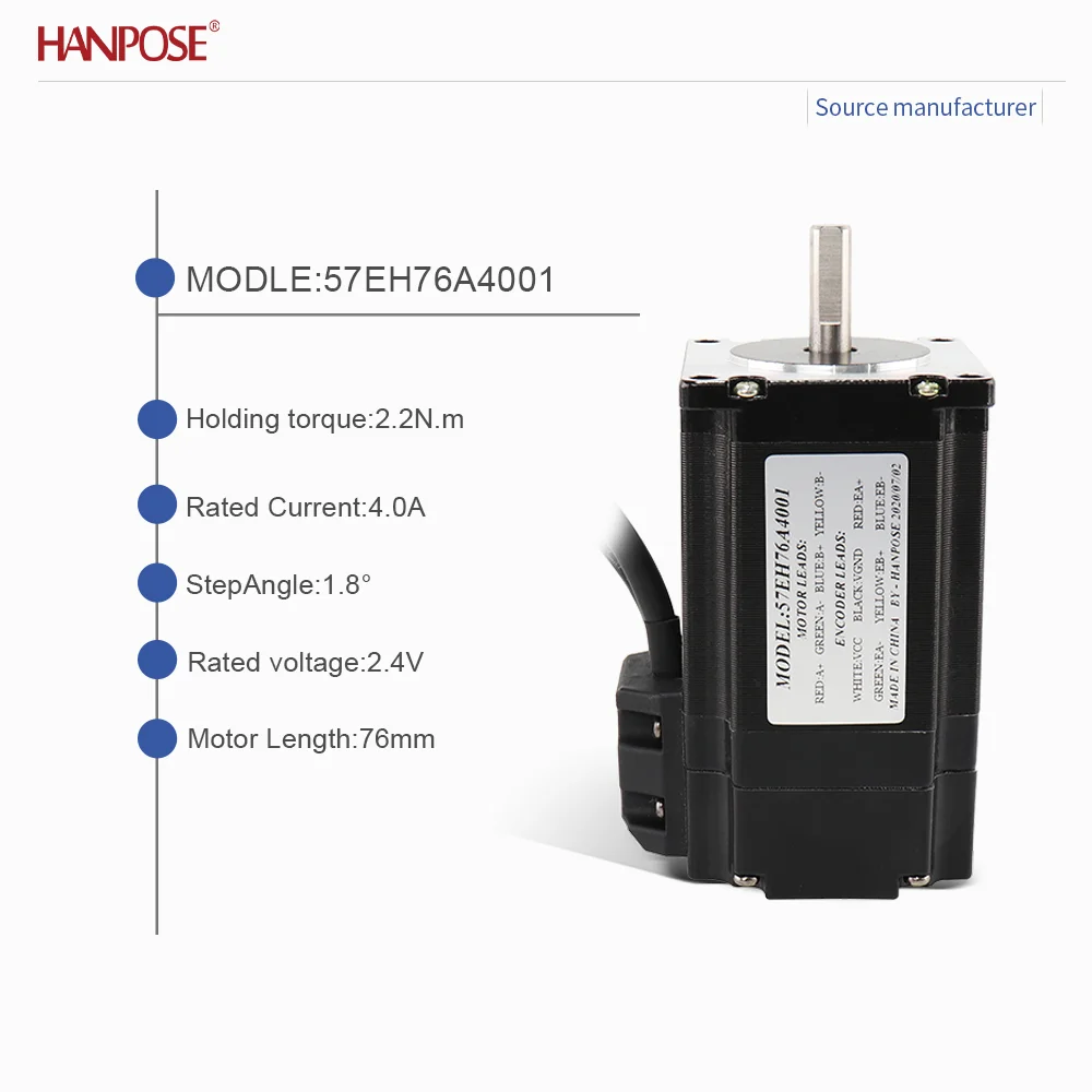 محرك متدرج ذو حلقة مغلقة NEMA17 57EH76A4001-CL57drive 4.0A 2.4V قراءة تنسيق في الوقت الحقيقي، بدون فقدان خطوة، تشغيل مستقر