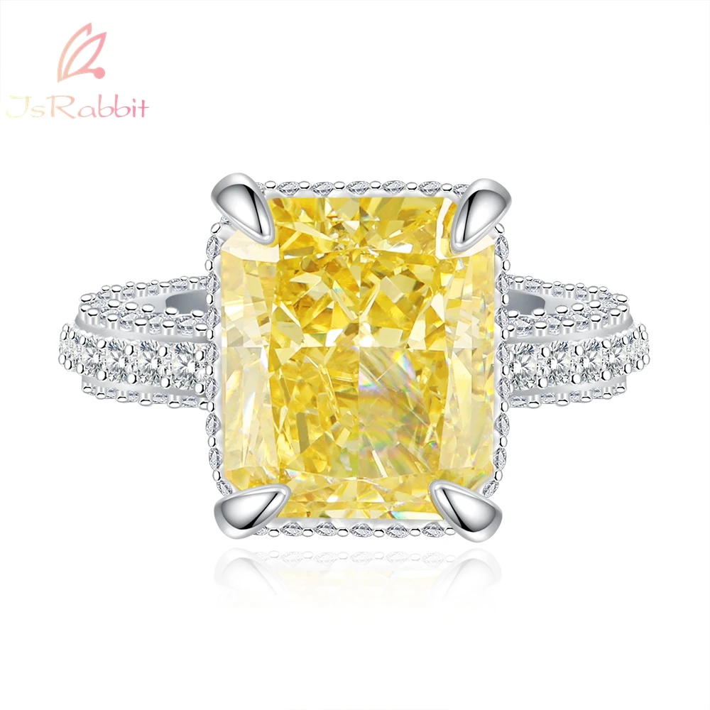 

IsRabbit 9K 14K 18K Gold Radiant Cut 5CT VVS Lab Grown Fancy Yellow Sapphire Faceted Gemstone Ring Luxury Jewelry Drop Shipping