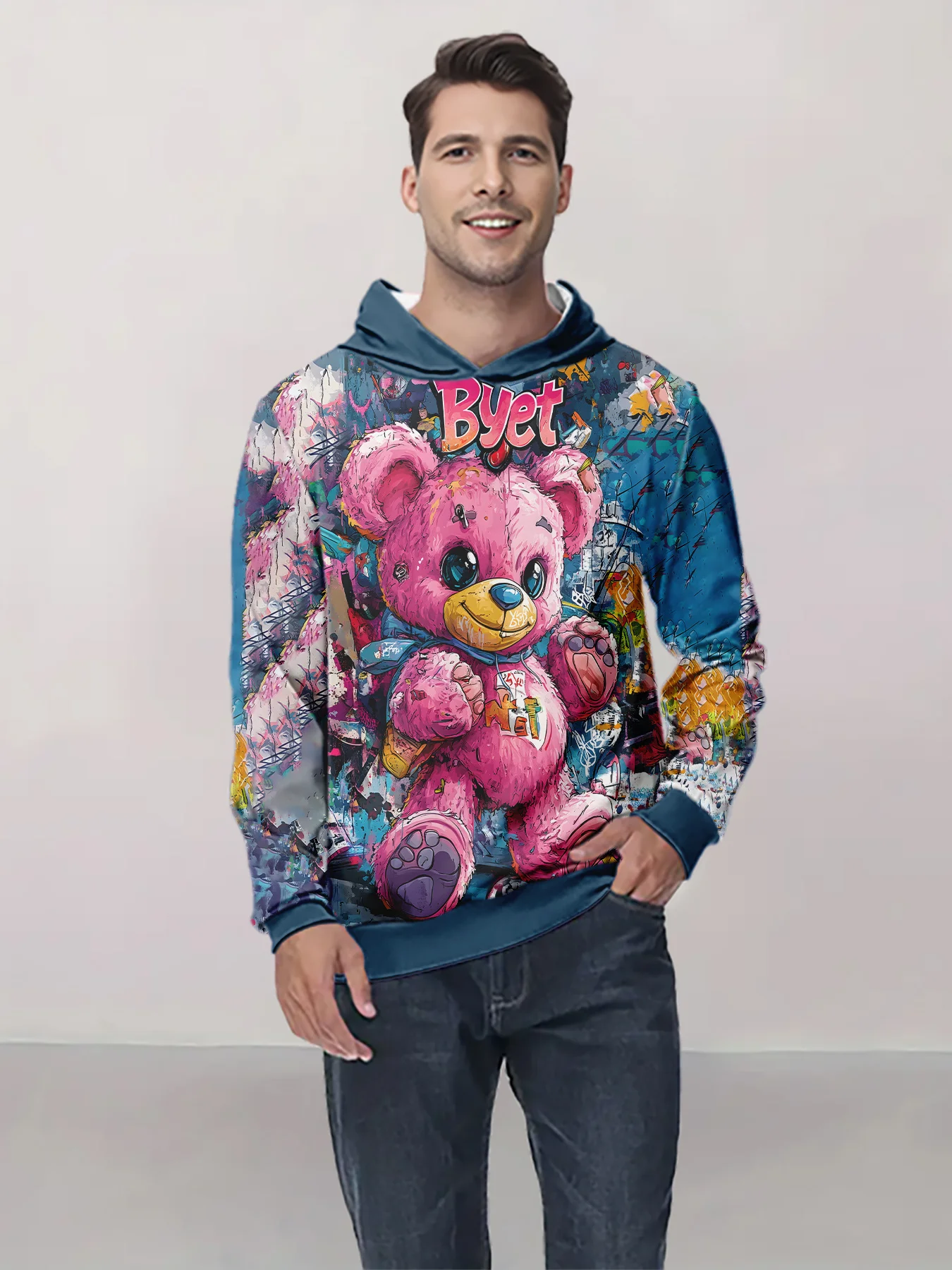 بلوزات رجالية عصرية مضحكة ثلاثية الأبعاد مطبوعة بلوفرات غير رسمية بلوزات عصرية للخريف والشتاء ملابس ركوب الدراجات موضة الاتجاه جلطة