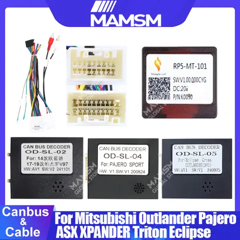 Adaptador MAMSM Android Canbus box RP5-MT-101 para Mitsubishi Outlander Pajero ASX XPANDER Triton Eclipse com cabo de chicote