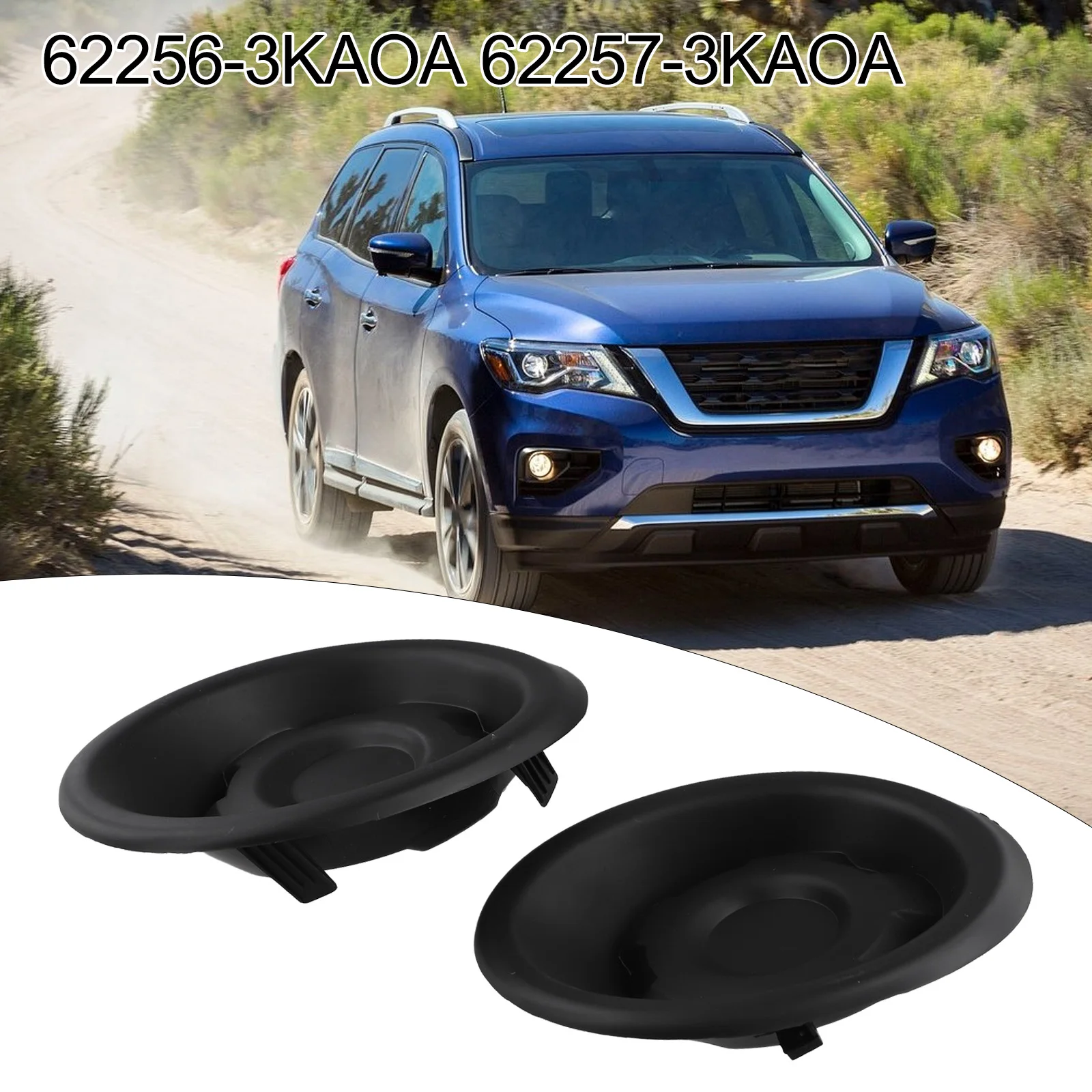 

1pcs Black Abs OEM Number 62256-3KA0A & 62257-3KA0A Front Pair Bumper Fog Light Cover For Nissan For Pathfinder 2013-16