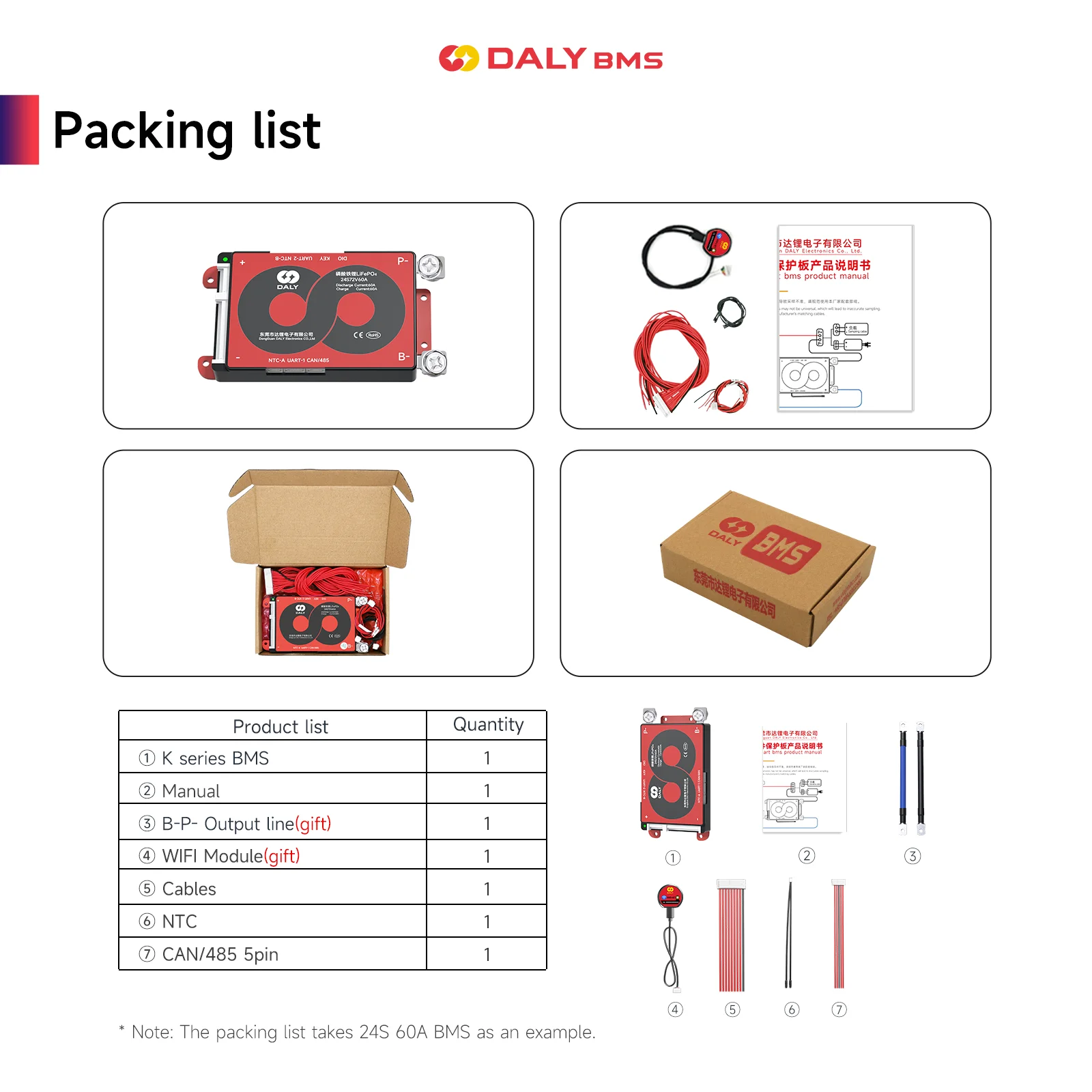 Imagem -06 - Daly-smart Bms com Porto de Uart 3s 4s 12v 7s 8s 24v 10s 36v 16s 48v 18650 40a 60a 100a 200a 250a Bms