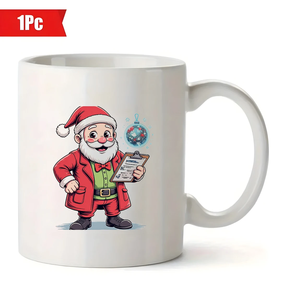 كوب كرتوني سانتا كلوز سعة 11 أونصة + كوب للأطفال، كوب قهوة للمكتب العائلي، مجموعة هدايا عيد الميلاد #2