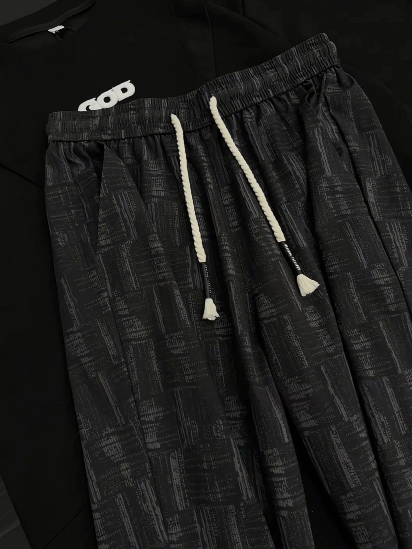 American Retro Tie Dye Plaid Men's Summer Thin Ice Silk Cool Feeling Micro Flared Casual Pants Cleanfit Straight Leg Trousers