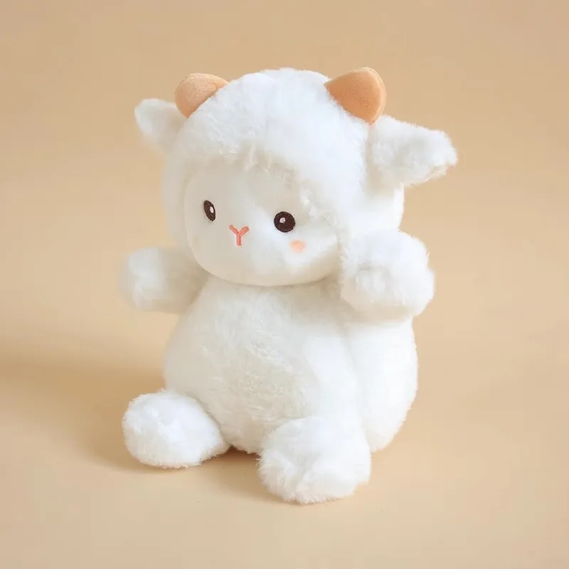 White Sheep Lamb Plush Toy Stuffed Doll Farm Model Cartoon Animal Dad Mom Bedtime Story Friend Boy Girl Birthday Christmas Gift