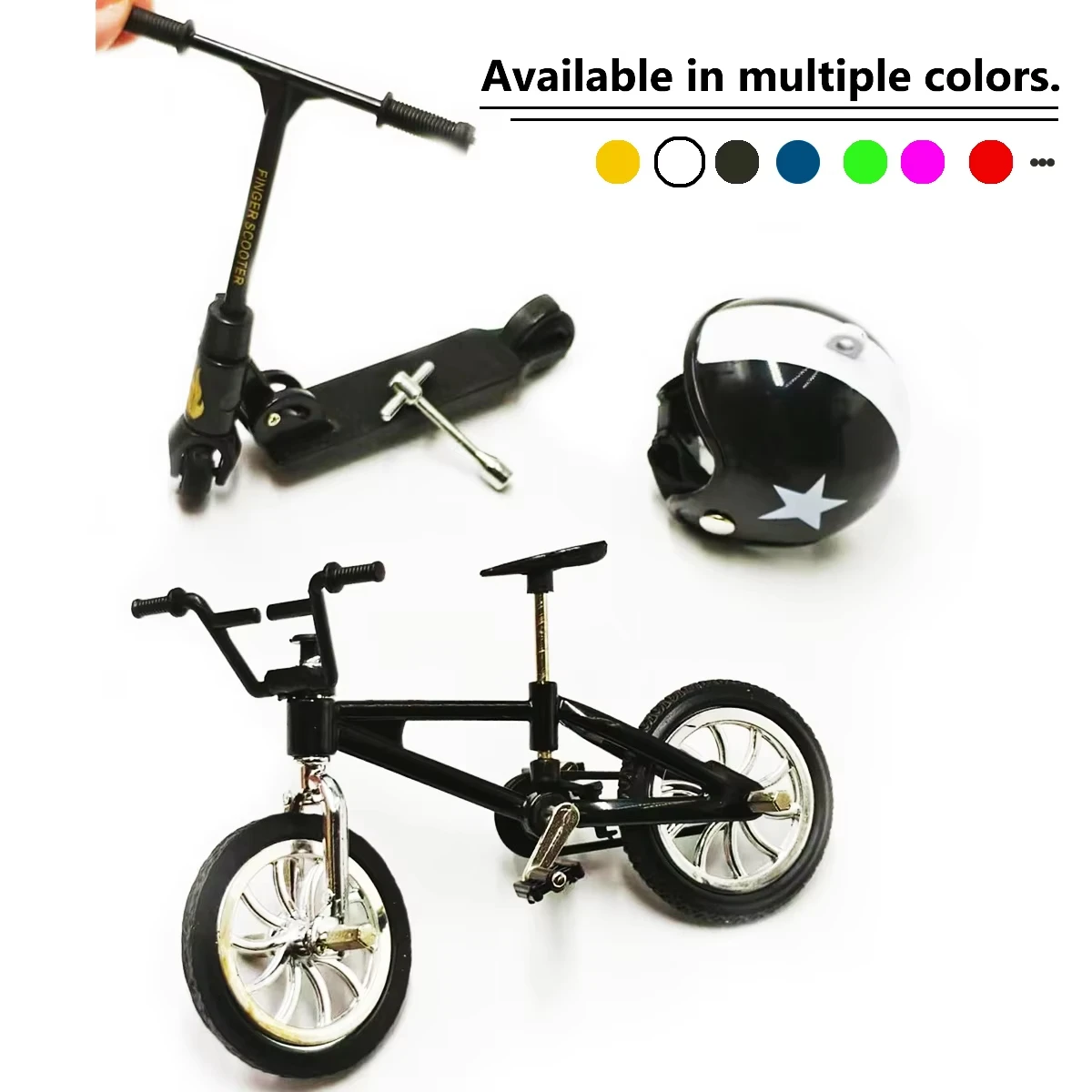 1:12 Miniature Bicycle Scooter Set with Repair Tools And Bike Helmet for Dollhouse DIY Diorama Accessories Mini Collectibles