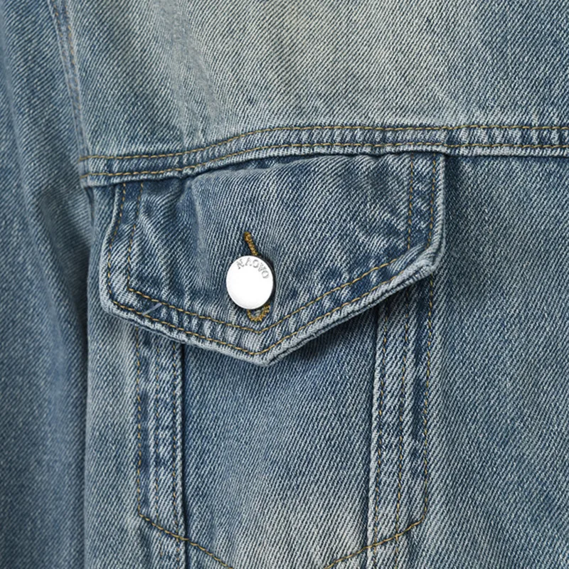 EAEOVNI Vintage Denim veste femmes conception irrégulière bouton poches Streetwear manteau d'extérieur mode 2025 nouveaux vêtements