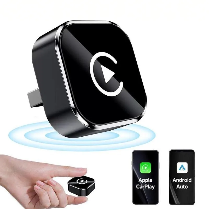 Upgraded 2‑in‑1 Wireless CarPlay Box Wired‑to‑wireless Android Auto Adapter One‑click Switch Ambient Light Vehicular Dongle