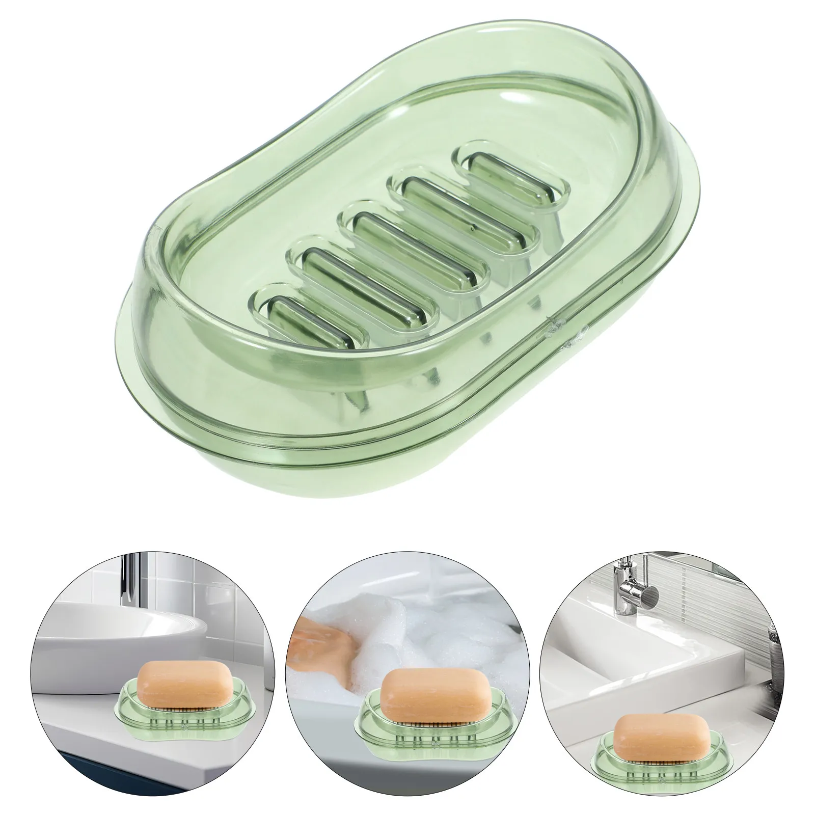 

Bar Soap Holder with Drain Tray Double Layer Plastic Soap Box Self Draining Design for Bathroom and Kitchen Use
