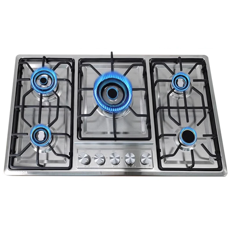 Five-hole Gas Cooktop Stainless Steel Built-in 5 Burners Gas Stovetop LPG/NG Convertible Gas Stove Top Dual Fuel Gas Hob