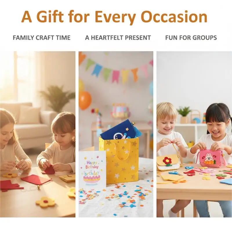 Felt Bag Making Kit for Children DIY Sewing Toy Art Craft Crossbody Bag for Kindergarten Classroom Activity view 6