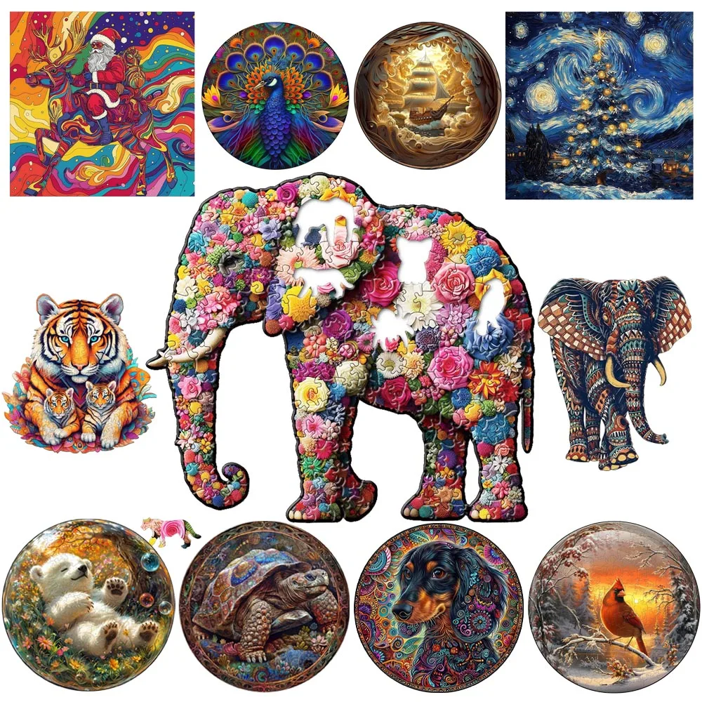 Elefante Uccello Tigre Puzzle in legno Puzzle di animali in legno di alta qualità Cervello intelligente Twister Giocattoli per bambini Adulti Regali di festa