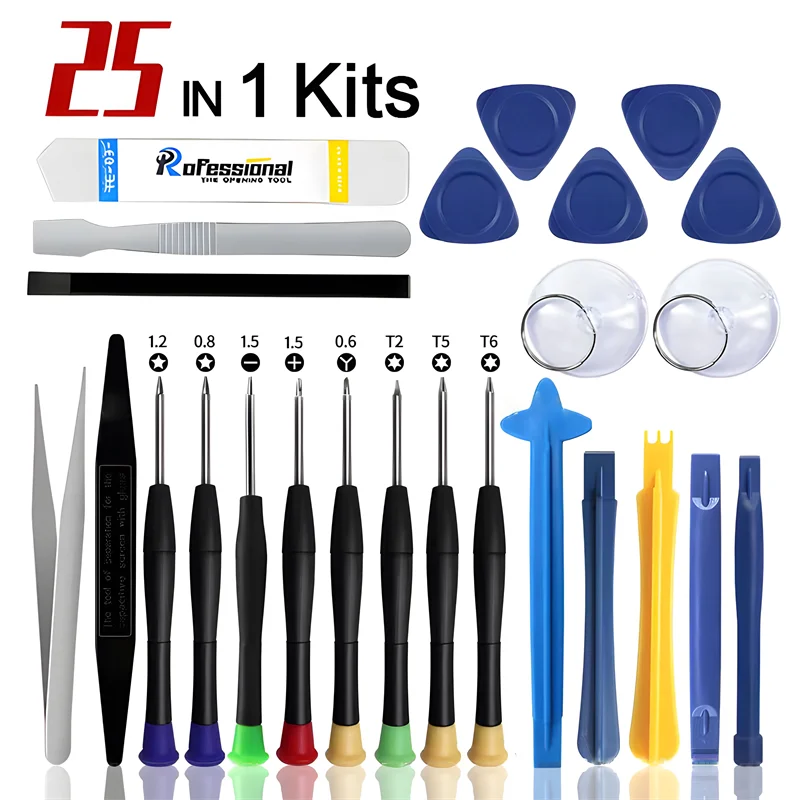 Professional 25 In 1 Phone Repair Tool Kits For iPhone Disassemble Hand Kit For Samsung Xiaomi iPad Screwdriver Tool Accessories