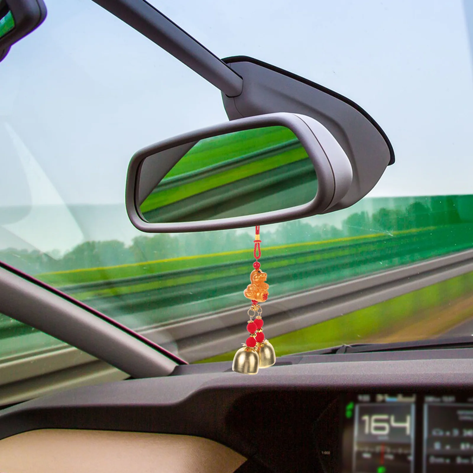 

4Pcs 2025 Chinese Year of Snake Fengshui Bell Ornaments Traditional Lucky Hanging Charm Car Rearview Mirror Pendant Decorations