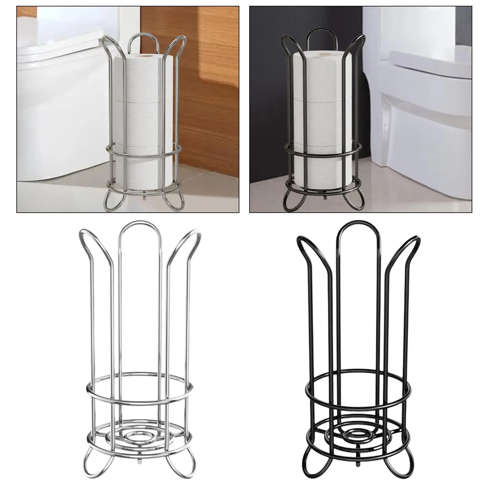 Free Standing Toilet Roll Holder Minimal Storage Solution Decorative Tissue Organizer for Washroom Kitchen Bathroom Farmhouse