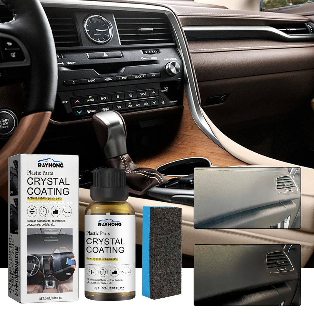 

30ml Plastic Refurbished Crystal Coating Agent with Sponge Interior Plastic Parts Retreading Agent Car Maintenance