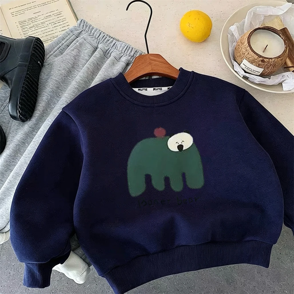 Autumn Clothing New Cartoon Printed Sweatshirts Toddler Boys Round Neck Hoodie Baby Girls Thin Loose Casual Long-sleeved Tops
