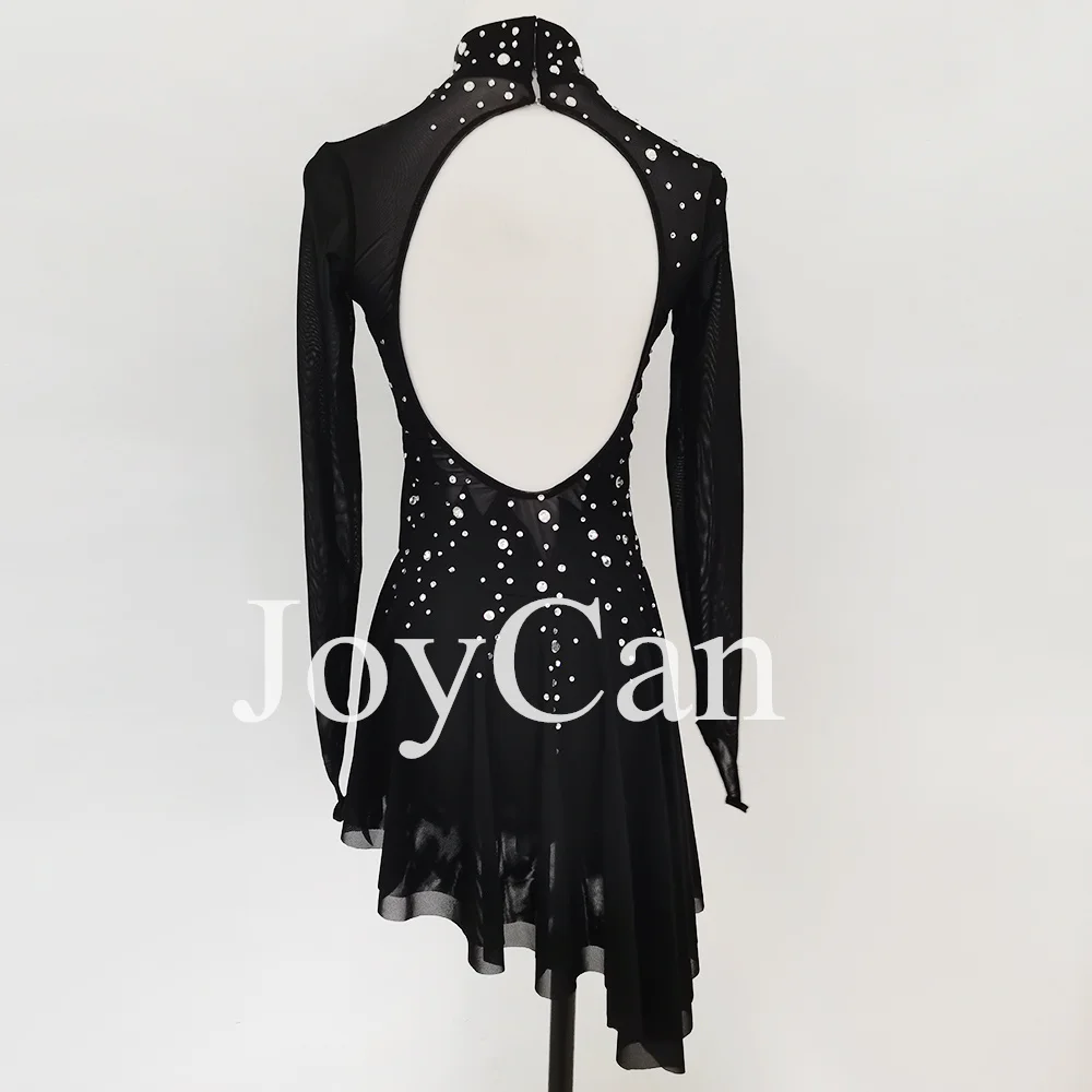 JoyCan-فستان التزلج على الجليد للفتيات ، دنة سوداء ، شبكة مطاطية ، ملابس الرقص المنافسة ، حسب الطلب