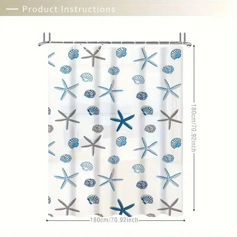 1pc With Pattern Shower Curtain PEVA Waterproof Shower Curtain Bathroom Partition Curtain Bathroom Decoration Accessories