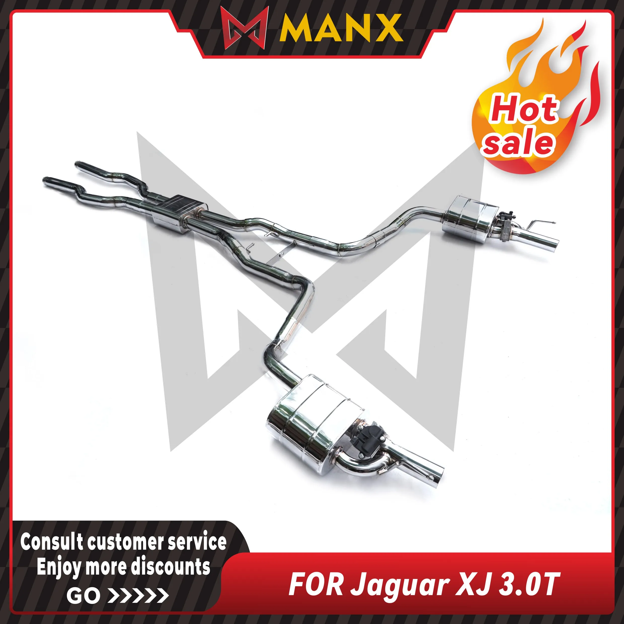 MANX Car Exhaust system for Jaguar XJ 3.0T Stainless steels Catback Performance exhaust pipe with remote control valve