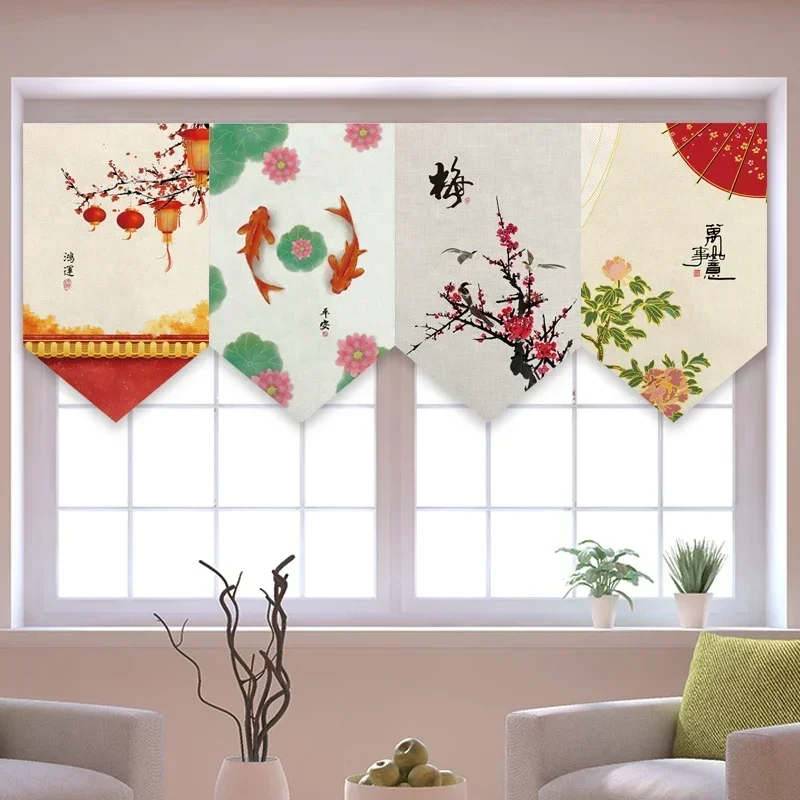 New Chinese Style Kitchen Triangle Flag Door Curtain  Shop Decorative  Bathroom Small Flag Curtain