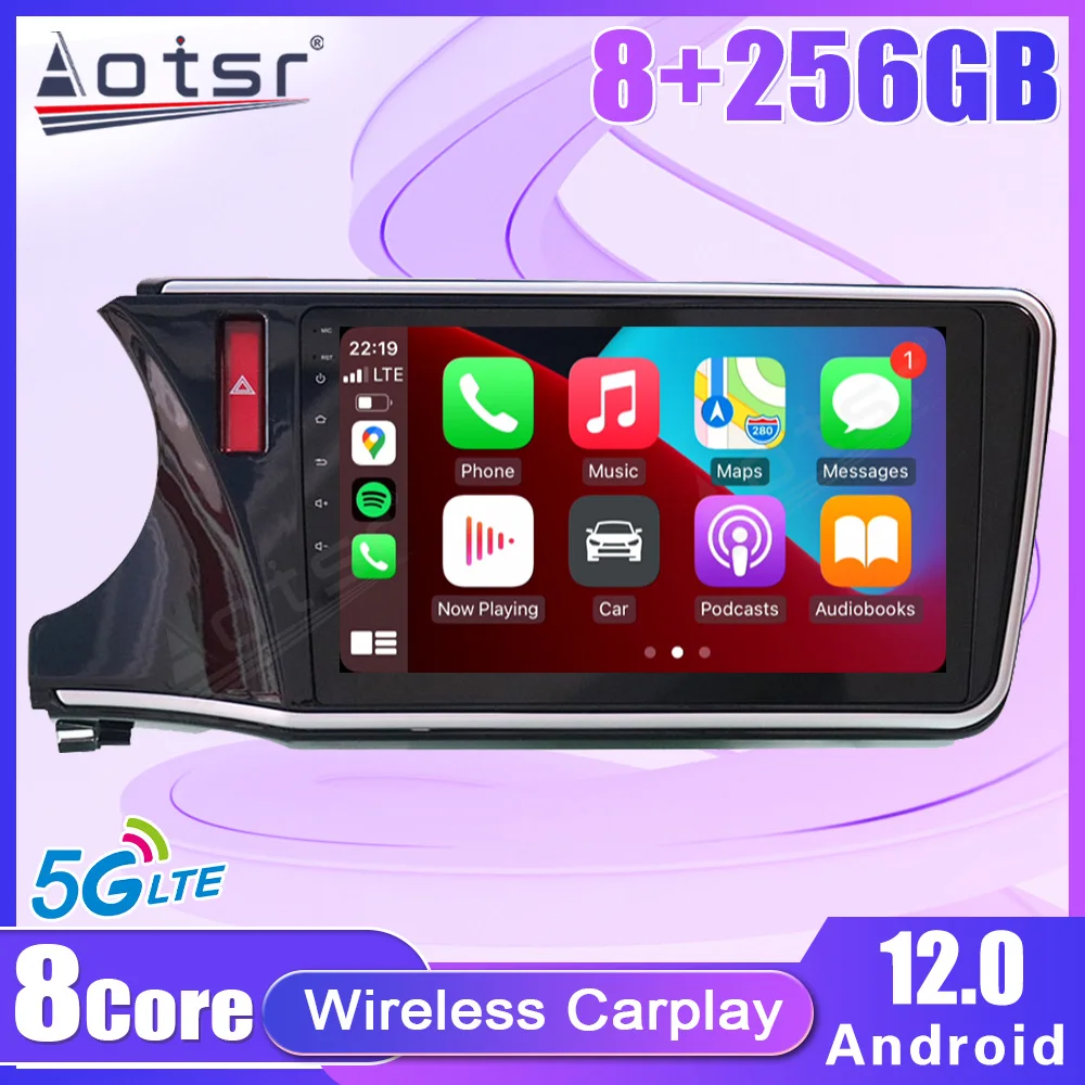 8+256GB Car Radio For Honda city left hand 2014-2020 Multimedia Video Player 8 Core Android12.0 Carplay Stereo Navigation GPS