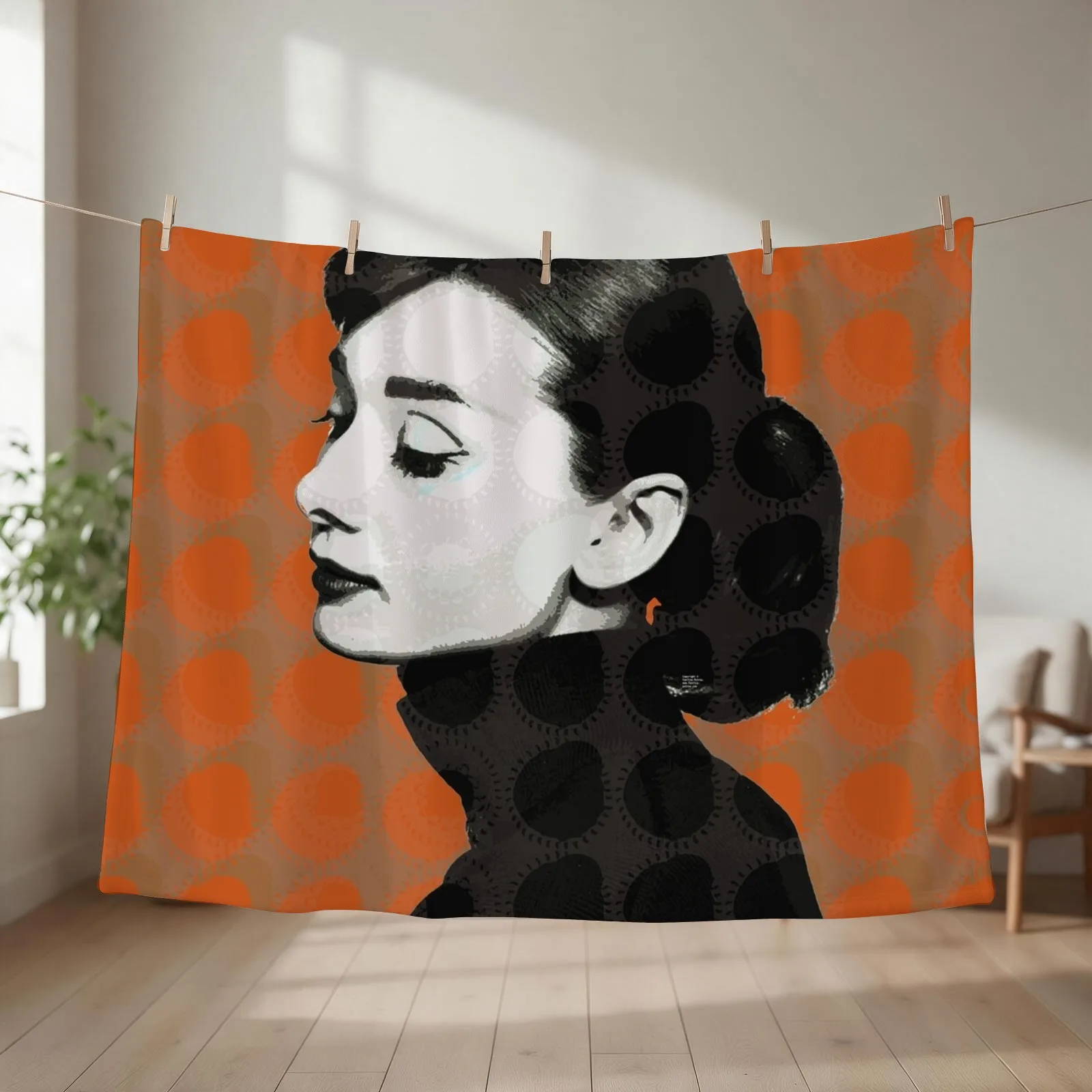 Movie Stars_Audrey Hepburn_Be Kind. Throw Blanket couch cozy soft plush fuzzy picnic outdoor blanket