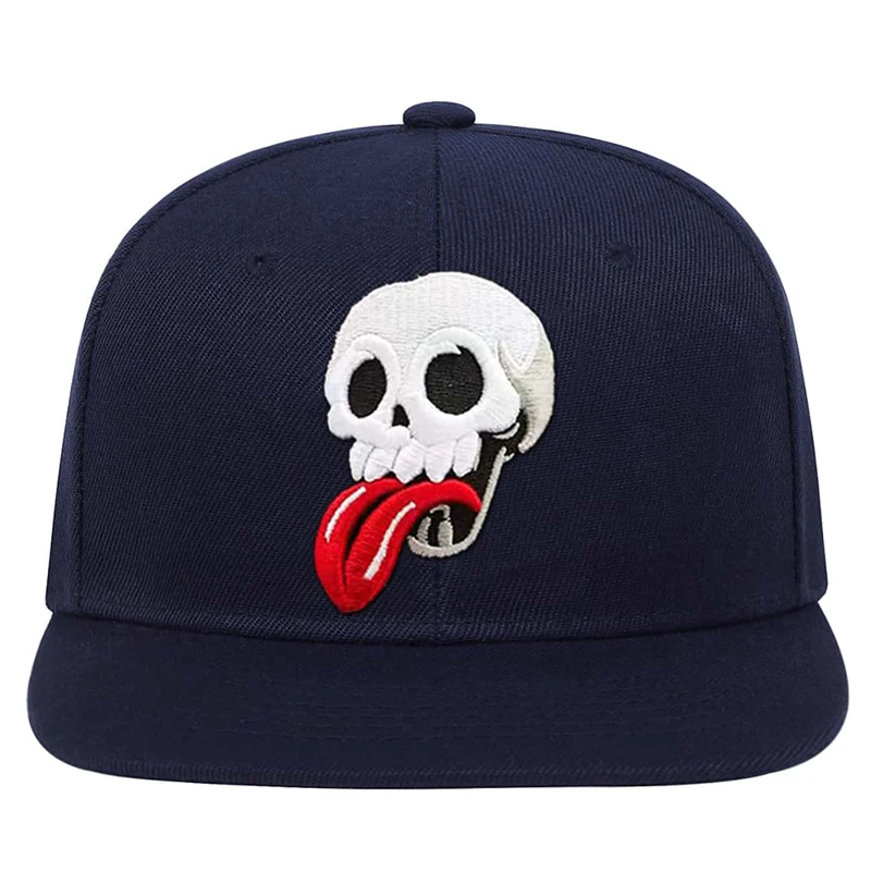 1 pezzo Unisex teschio lingua ricamo cappelli Hip-hop primavera e autunno cappellini da Baseball Casual regolabili all'aperto cappello con protezione solare