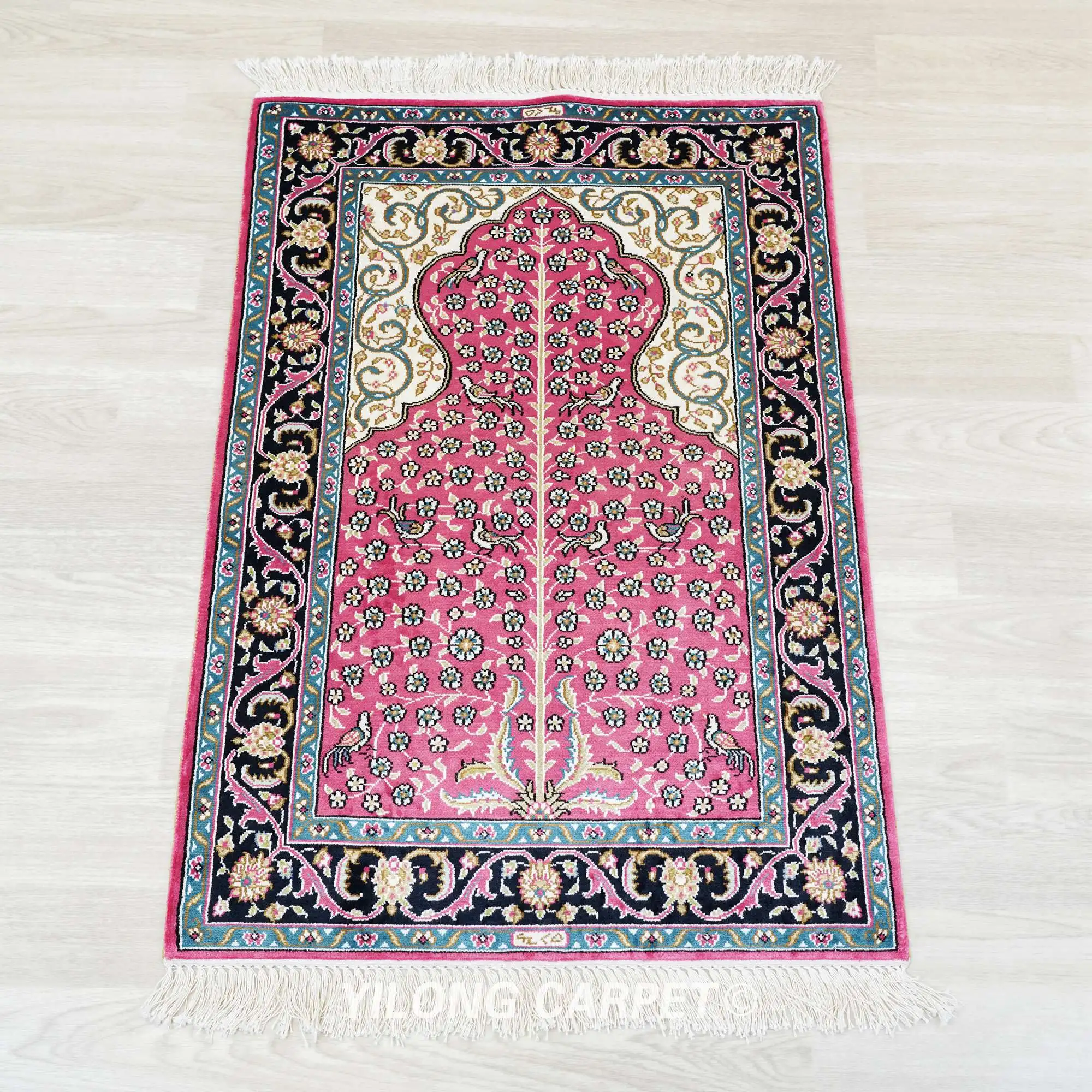 61x91cm Hand Knotted Persian Carpet Tree of Life Silk Rug (HF130B)