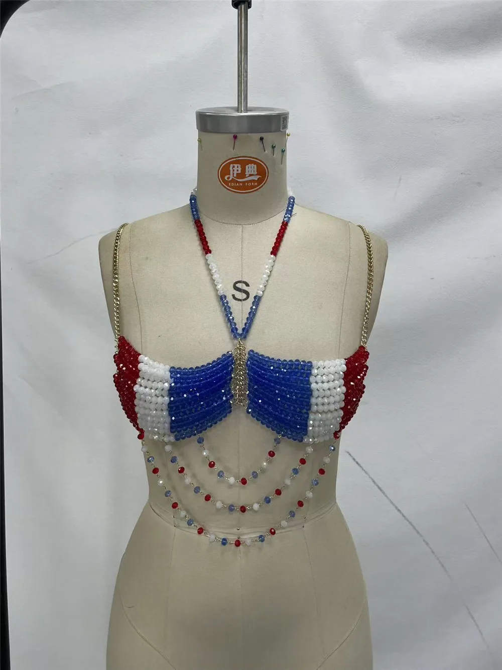 New Street Style Wild Nightclub Sexy Multi-Color Bead Gemstone Body Chain Acrylic Bead Splicing Women'S Top Vest