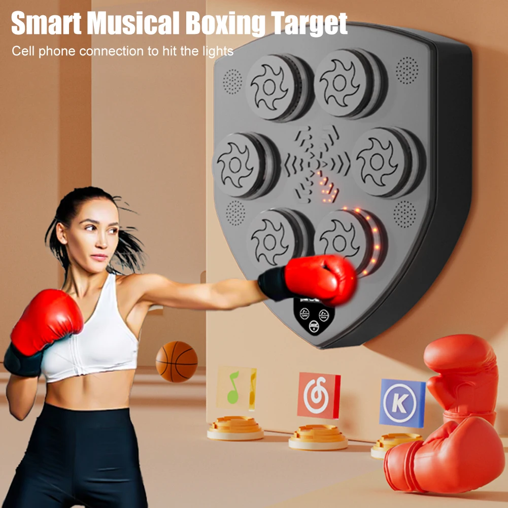 Music Boxing Wall Target Boxing Pads with Gloves Wall Mounted Bluetooth Rechargeable Boxing Exercise Training Kit Home Exercise