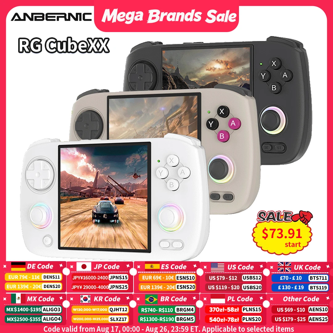 Console de Jogos Portátil Anbernic RG CubeXX com Tela IPS de 3.95" 720*720, Conexão HD, Linux, WIFI, Bluetooth, Console de Jogos Retro