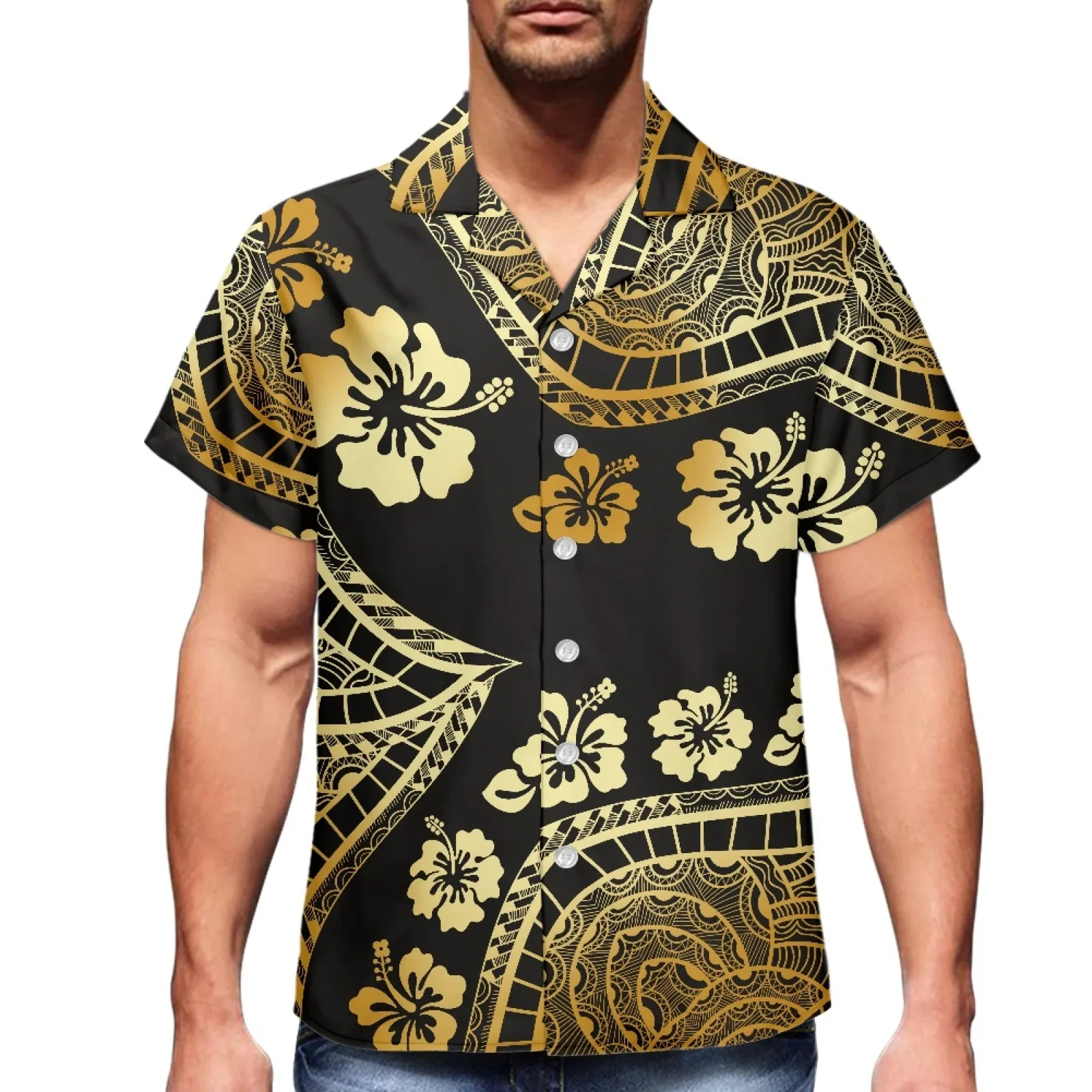 Polynesian Tonga Hawaii Fiji Guam Samoa Pohnpei Tribal Tattoo Prints Clothe Women Dress Matching Men Shirt Hibiscus Lover Clothe