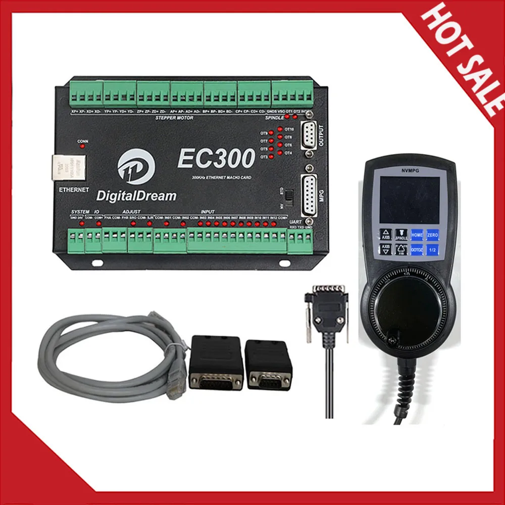 

Ec300 Ethernet 3/4/5/6 Axis Mach3 Control Card Cnc Controller Digital Display Handwheel Suitable For Wood Carving Machines